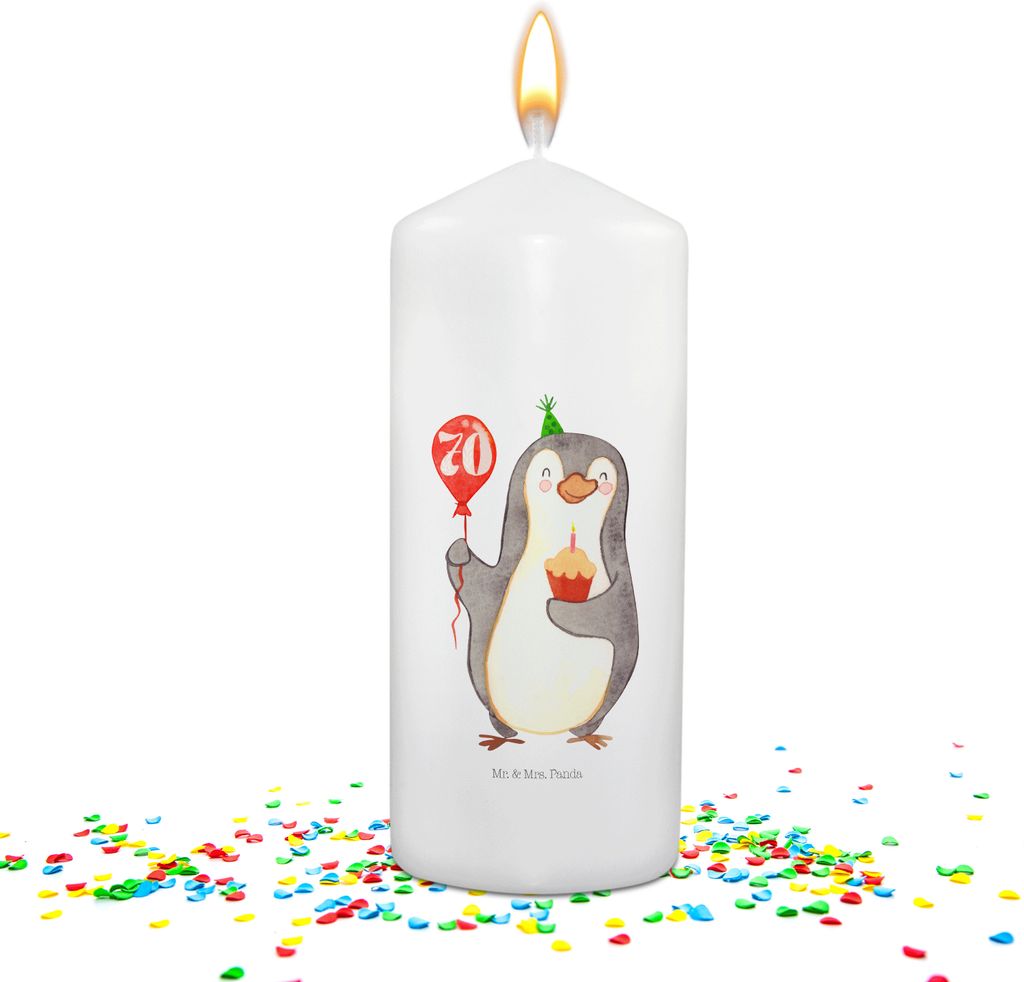 Mr. & Mrs. Panda Geburtstagskerze 70. Geburtstag Pinguin Luftballon - Weiß - Geschenk, Tortenkerze, geschenkkerze, Geburtstage, Geburtstagsgeschen...
