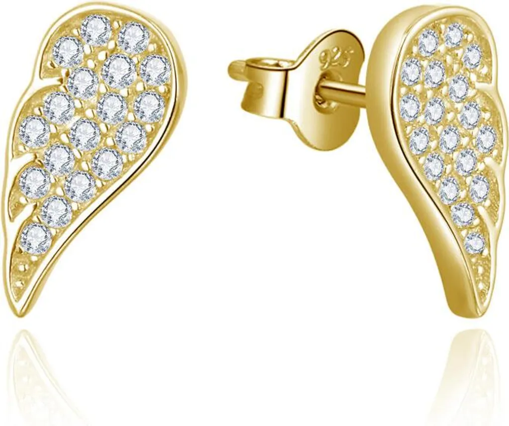 Boucles d'oreilles Ailes d'ange Plaqué Or Idéales pour Cadeau