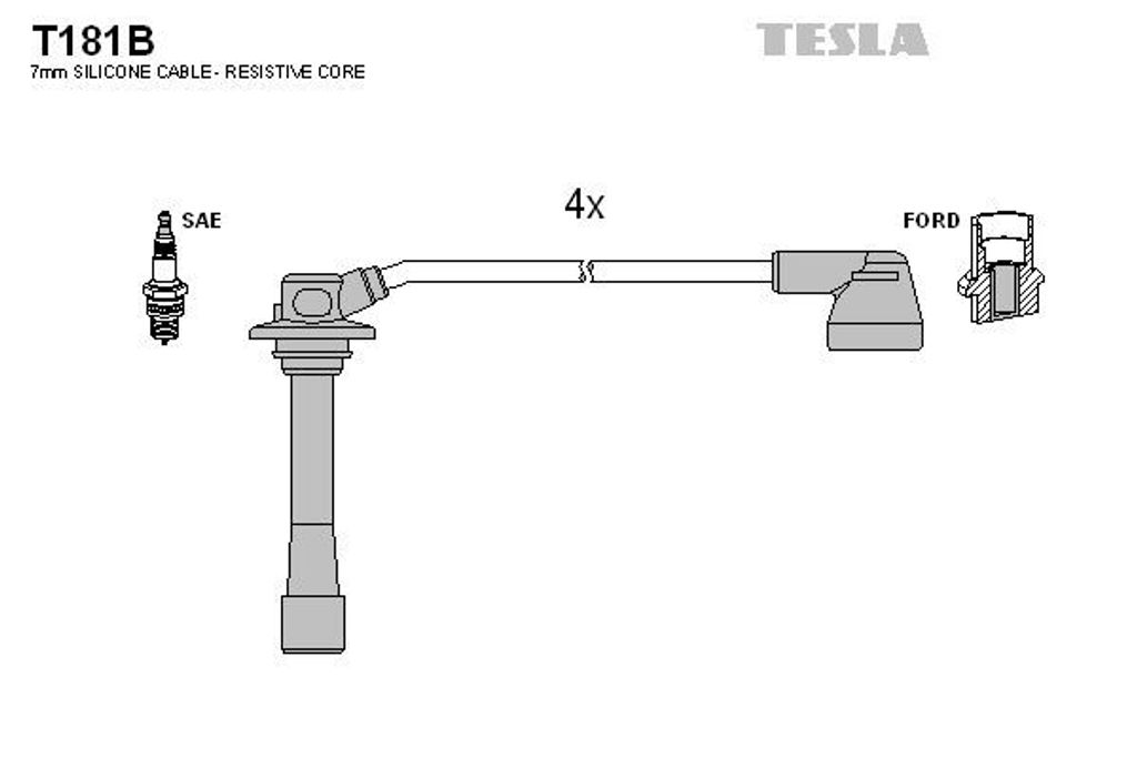 TESLA T181B Zündkabelsatz Zündleitungssatz für MAZDA 626 V Hatchback (GF) 626 V (GF) 626 V Station Wagon (GW)