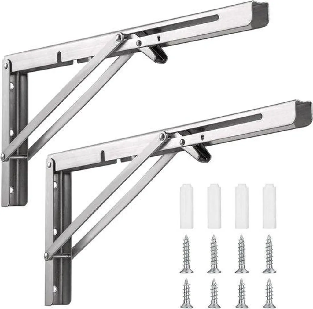 Plan de travail pliable inox 400 mm : solution gain de place murale