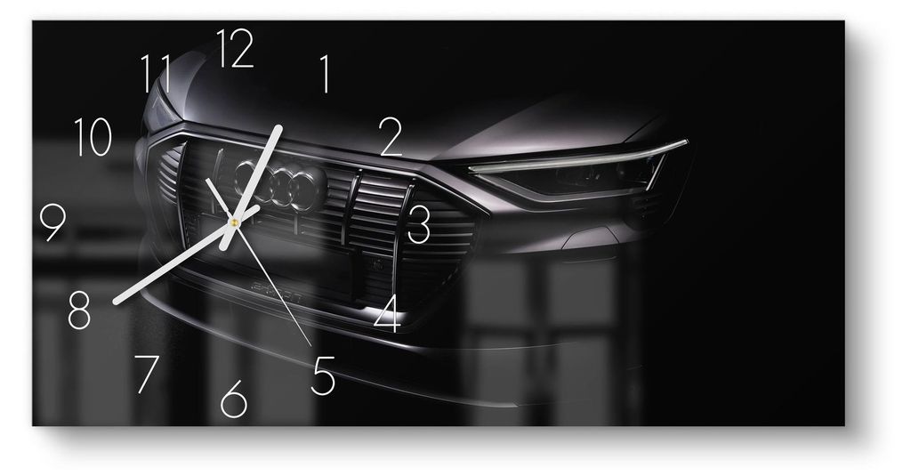 DEQORI Glasuhr 60x30 cm Zahlen 'Audi Frontalaufnahme' Produktbild 