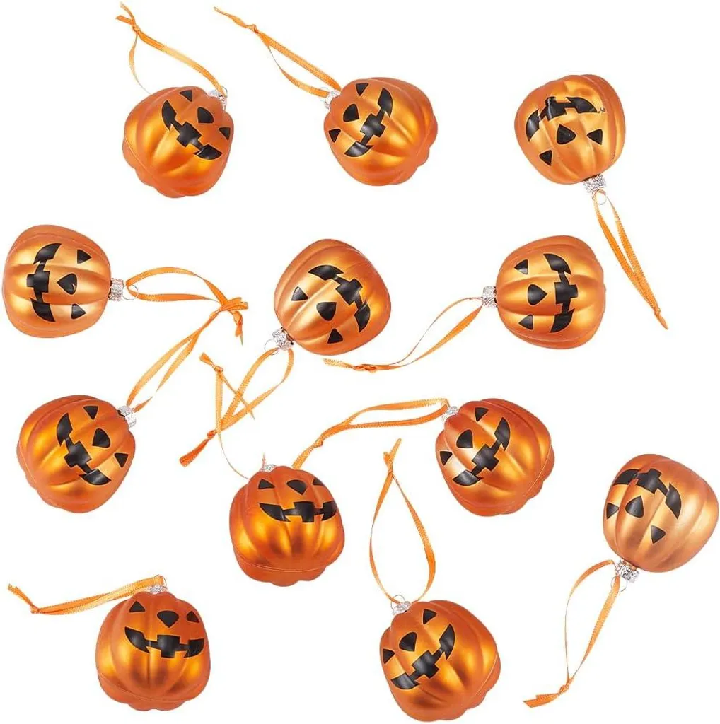 Ornements Citrouilles 45mm en Plastique pour Déco Halloween - Lot de 12