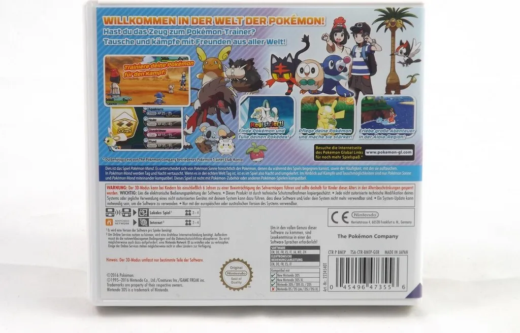 Pokémon Lune Nintendo 3DS Version Allemande Jeu Vidéo RPG Authentique