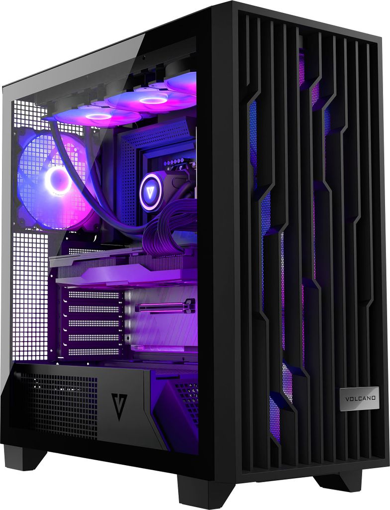 MODECOM VOLCANO PERUN APEX ARGB Schwarz PC-Gaming-Gehäuse ATX Midi Tower | ARGB-Controller | PC Gehäuse mit 4 ARGB-Lüfter | Platz für 420 mm GP...