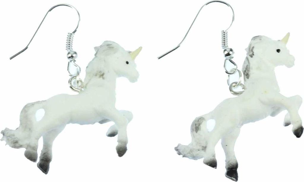 Einhorn Ohrringe Miniblings Hänger Unicorn Fantasy Pferd Pony Gummi weiß