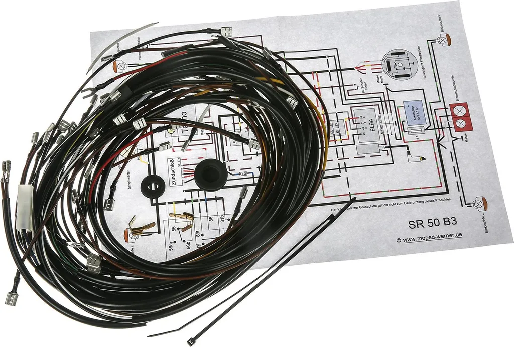 Kit faisceau électrique SR50 B3 avec schéma allumage 6V Simson
