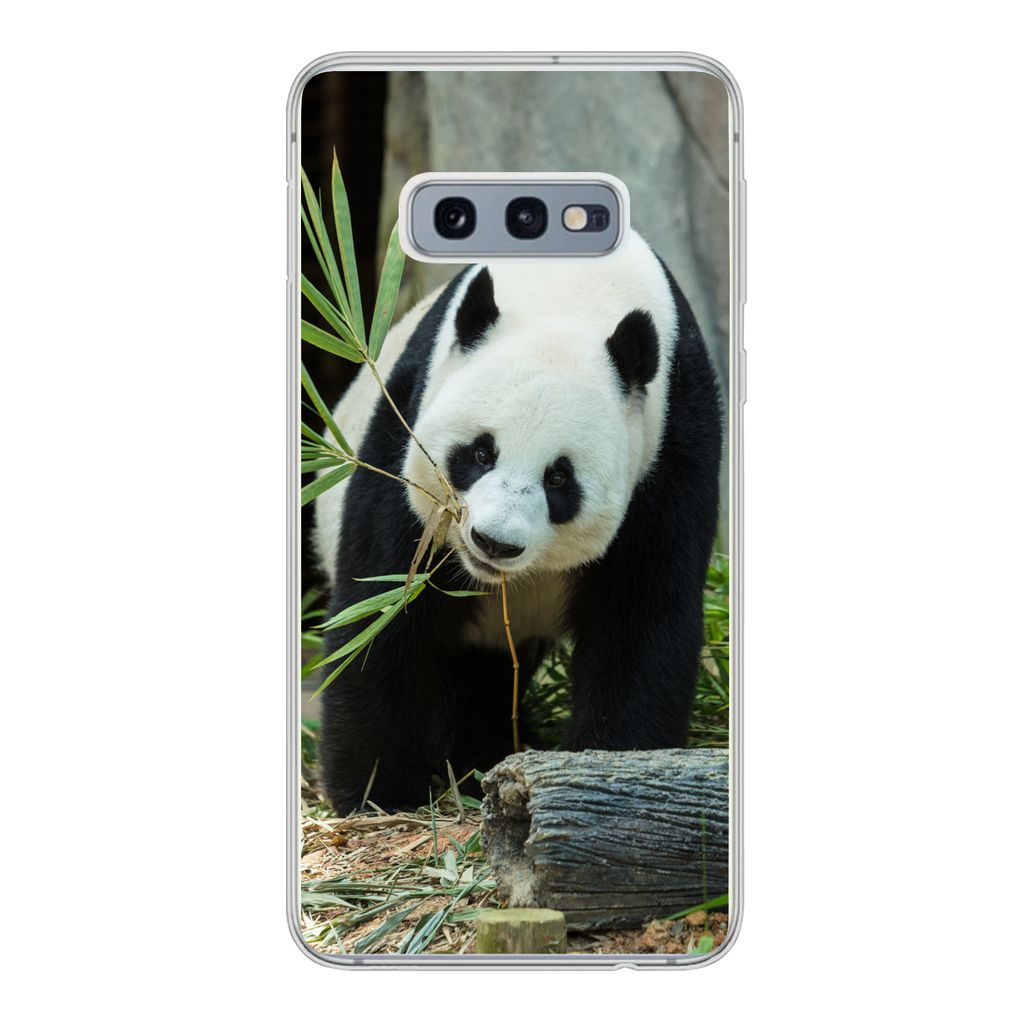 MuchoWow Handyhülle Schutzhülle Hülle für Samsung Galaxy S10e Panda - Baumstamm - Höhle Silikon Softcase Handy Hülle - Handy