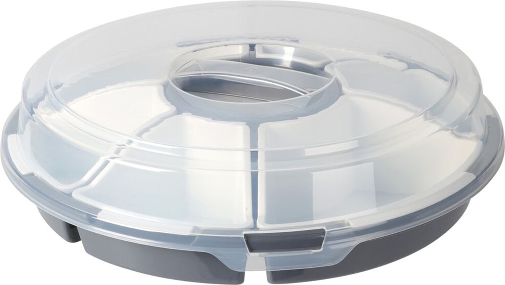 Piatto Portata Con Coperchio - 5 Scomparti - Ideale Per Snack, Frutta E Noci - Rosso