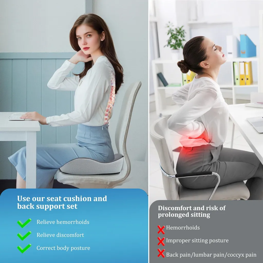 Soulagez votre coccyx avec ce coussin de chaise ergonomique mémoire noir - 5