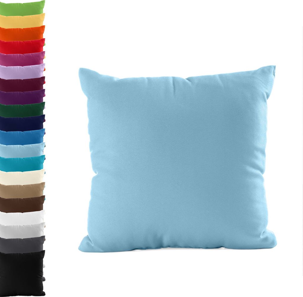 DOPPELPACK Kissenbezüge 40x145cm JERSEY Seitenschläferkissen Kissenbezug 100% Baumwolle 160gr/m² Kissenhülle Kissen, Farbe: Hellblau