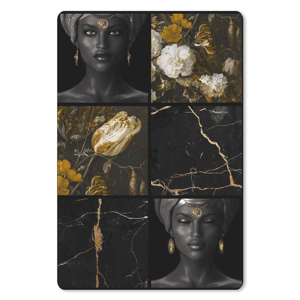 MuchoWow Mauspad Mousepad Blumen - Frauen - Marmor - Gold 40x60 cm - Mousepads - Maus Mat - Pad - Mausunterlage - Schreibtisch Accesoire