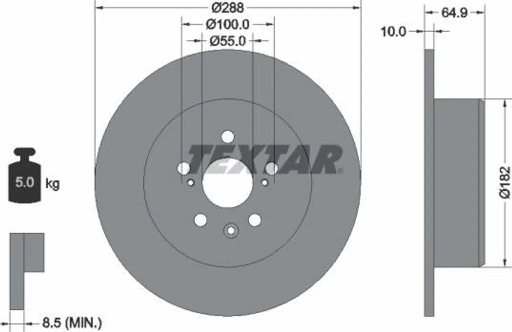 Disque de frein arrière Textar 92135903 pour Avensis OE 4243120430