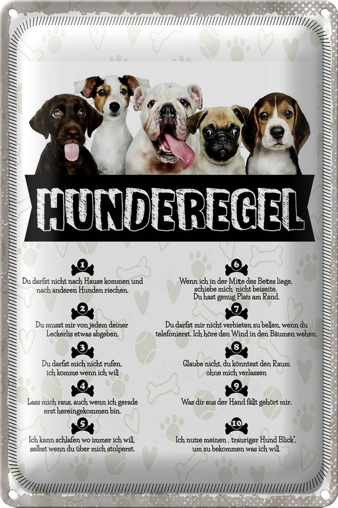 Blechschild Spruch 40x30cm Hunderegel lass mich raus