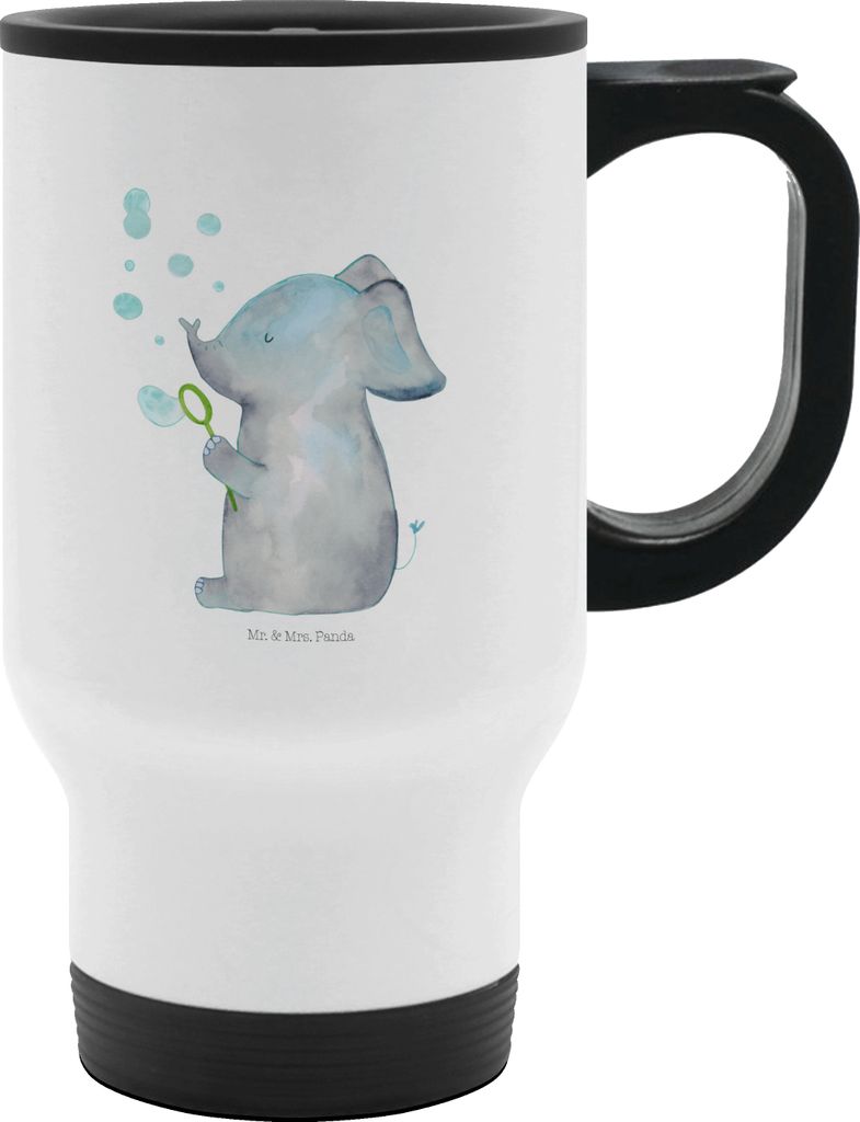 Mr. & Mrs. Panda Thermobecher Elefant Seifenblasen - Weiß - Geschenk, Heimat, Elefanten, Liebesspruch, Mehrwegbecher, Isolierbecher, Liebe, To-Go-...