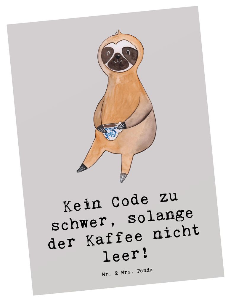 Mr. & Mrs. Panda einzelkarte Code und Kaffee - Grau Pastell - Geschenk, Programmierer, Kunstkarten, Grußkarte, Programmierung, Ansichtskarte, Ansi...