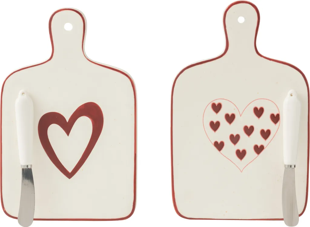 Planche à découper J-Line Coeurs Porcelaine pour service et cuisine