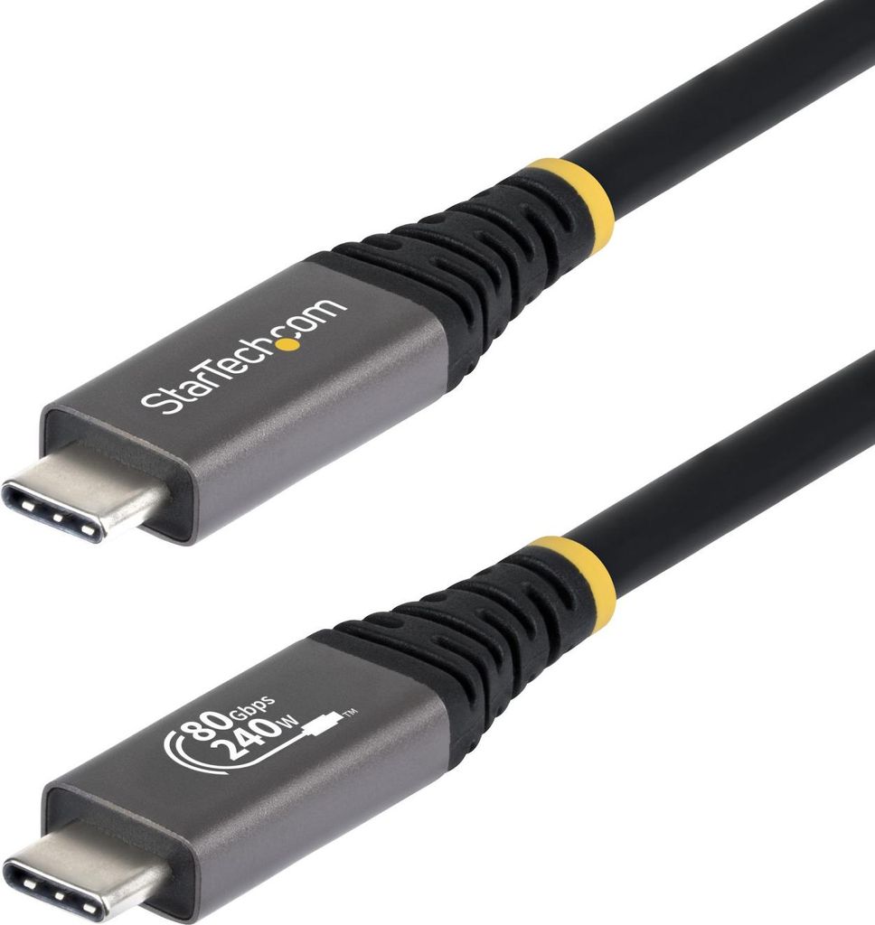 StarTech.com 1,5m USB4 Kabel, 80Gbps, USB-IF-es USB-C Ladekabel, 240W PD, 8K 120Hz/4K 240Hz DP2.1 DP80 Monitorkabel, Thunderbolt 4 Kompatibel - Sch...