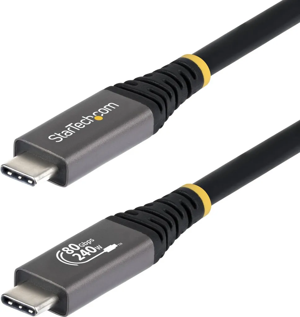 StarTech.com Cavo USB4 da 50cm, Cavo USB-C USB-IF, 80Gbps, PD240W, 8K120Hz / 4K240Hz DP2.1 DP80, Cavetto Tipo-C Compatibile Thunderbolt 4