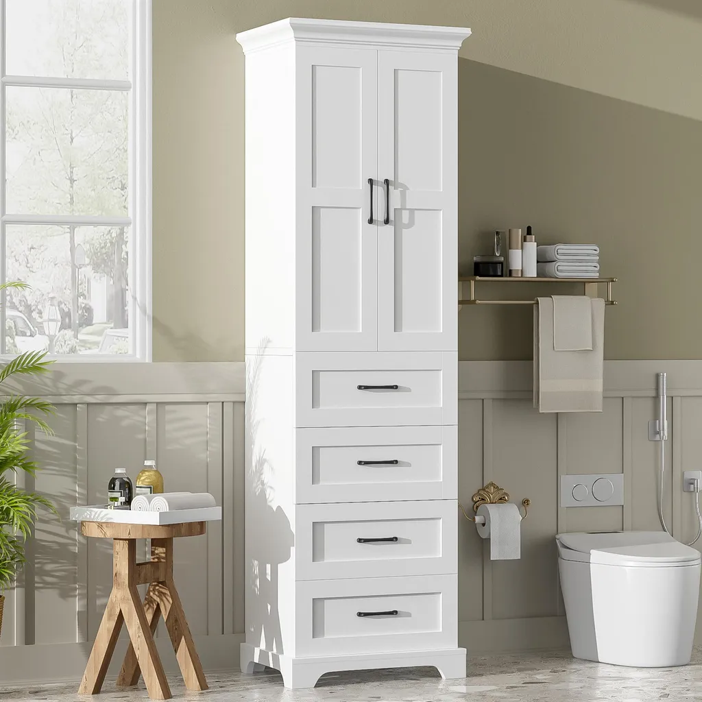 Armoire de salle de bain Soft-Close à étagères réglables et vitrine chic - 2