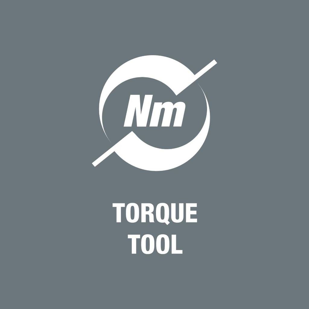 A graphic displaying the text 'Nm' within a circular arrow symbol, with the words 'TORQUE TOOL' below it.