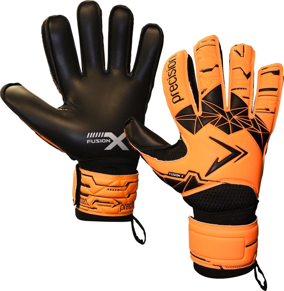 Precision Torwarthandschuhe Fusion X Flat Cut Fluo Orange Schwarz Größe 8 Fußball