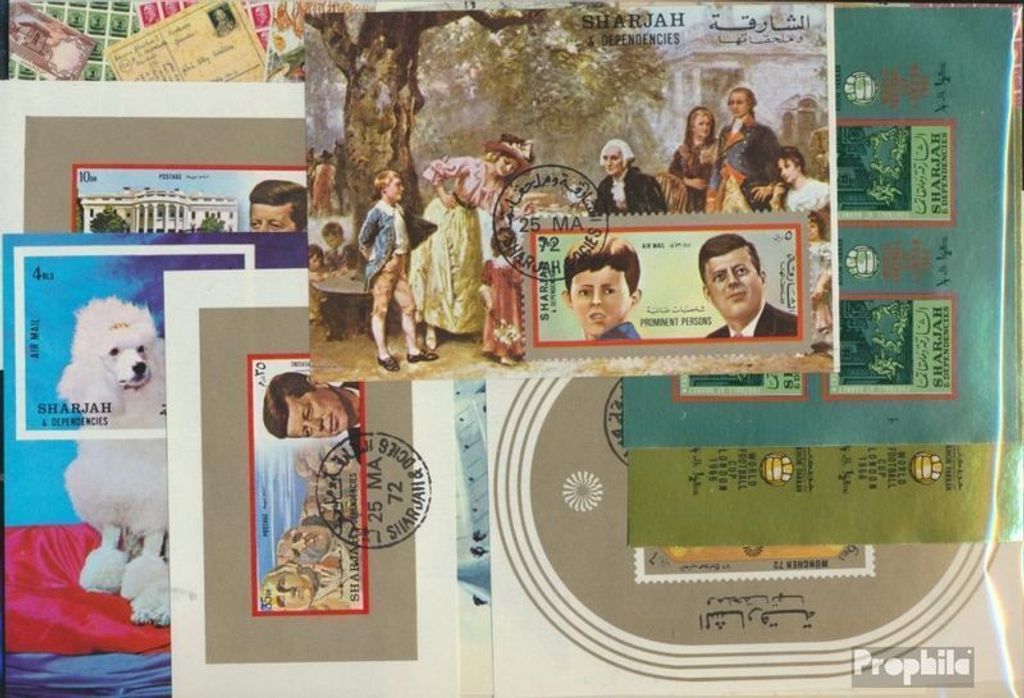 Briefmarken Sharjah 10 verschiedene Blöcke und Kleinbögen Produktbild 