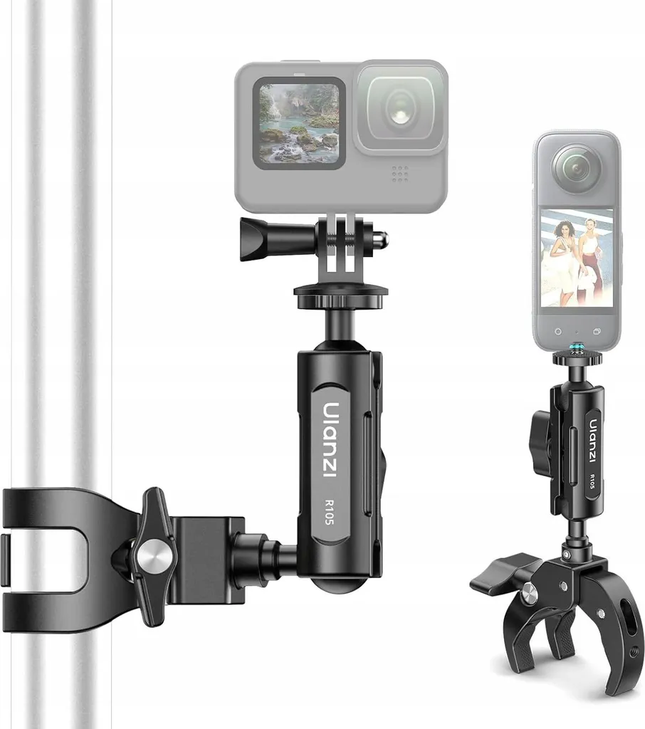 Pince de Serrage pour Moteur et Guidon Moto compatible GoPro et 1/4 Pouce