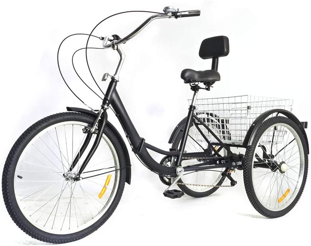 24" 6 Speed 3 Rad Erwachsene Fahrrad Trike Dreirad Cruise Bike Bike Sattel licht 