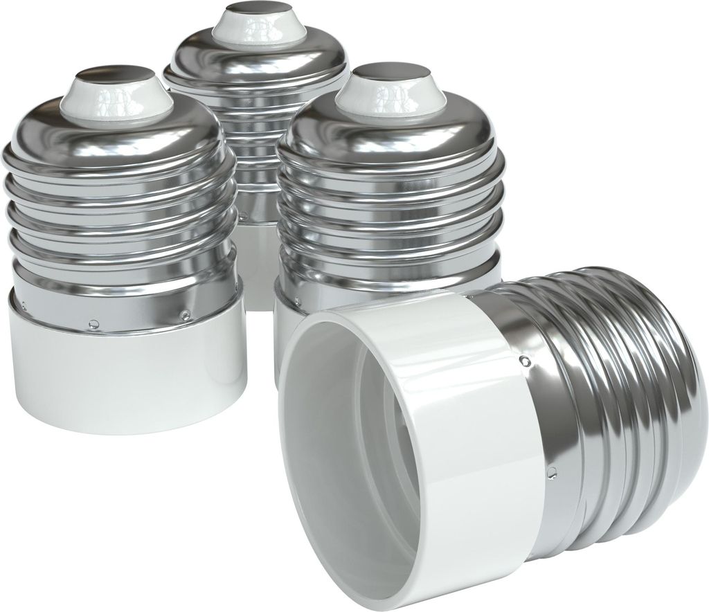 EAZY CASE 4x Lampensockel Adapter – Konverter für E27 Fassung auf E14 Lampenadapter für LED-/Halogen- und Energiesparlampen Sockeladapter, Weiß