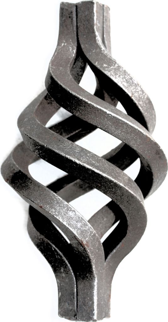 UHRIG Schmiedeeisen Zwirbel, Zierteil Vierkant Stahl, Korb Schnörkel für Geländer, Zaun uvm. Ø 95 mm, Höhe 190 mm