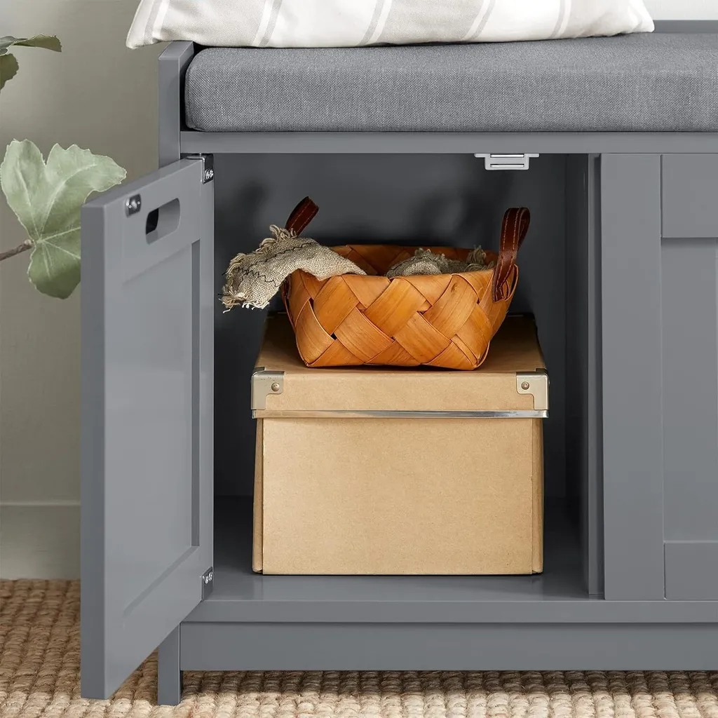Banc d'Entrée Pratique pour Ranger les Chaussures - Style Gris Moderne - 5
