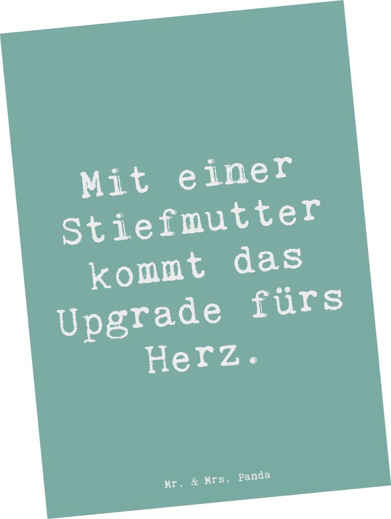 Mr. & Mrs. Panda Grußkarte Spruch Herz Stiefmutter - Meeresbrise - Geschenk, Upgrade, bildkarte, Postkarte, persönliche Erinnerungen, Stiefkind, ...