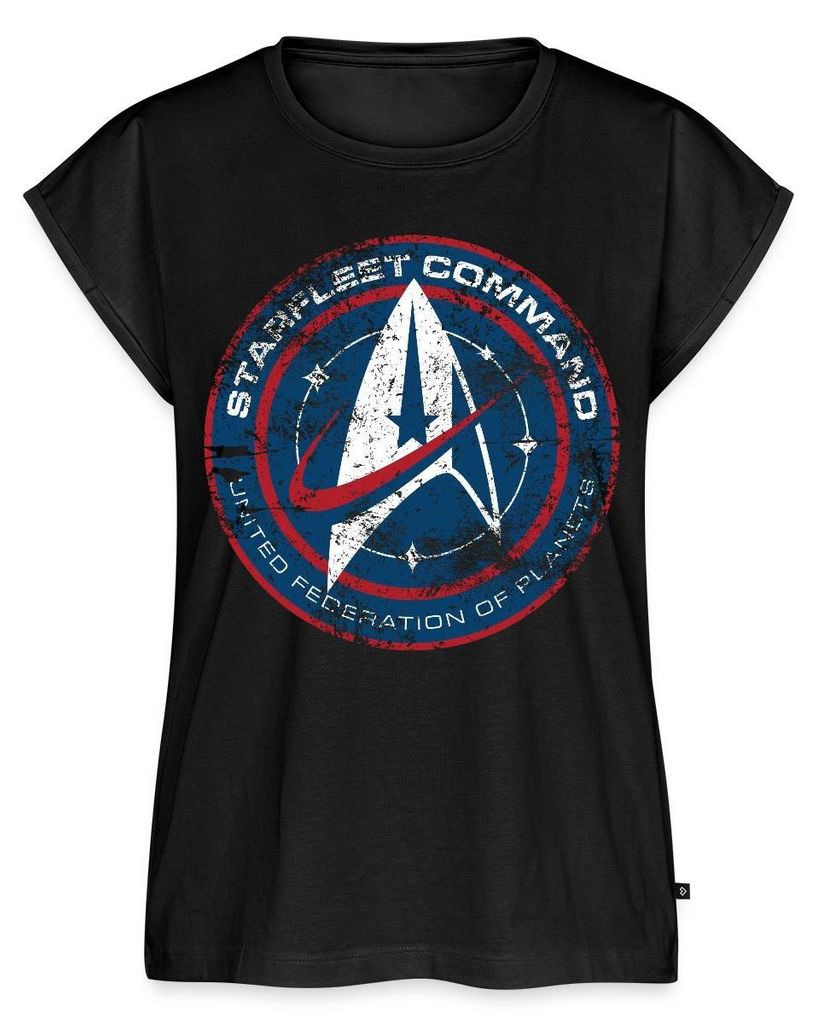 Spreadshirt Star Trek Discovery Abzeichen Sternenflotte Frauen Casual T-Shirt, L, Schwarz