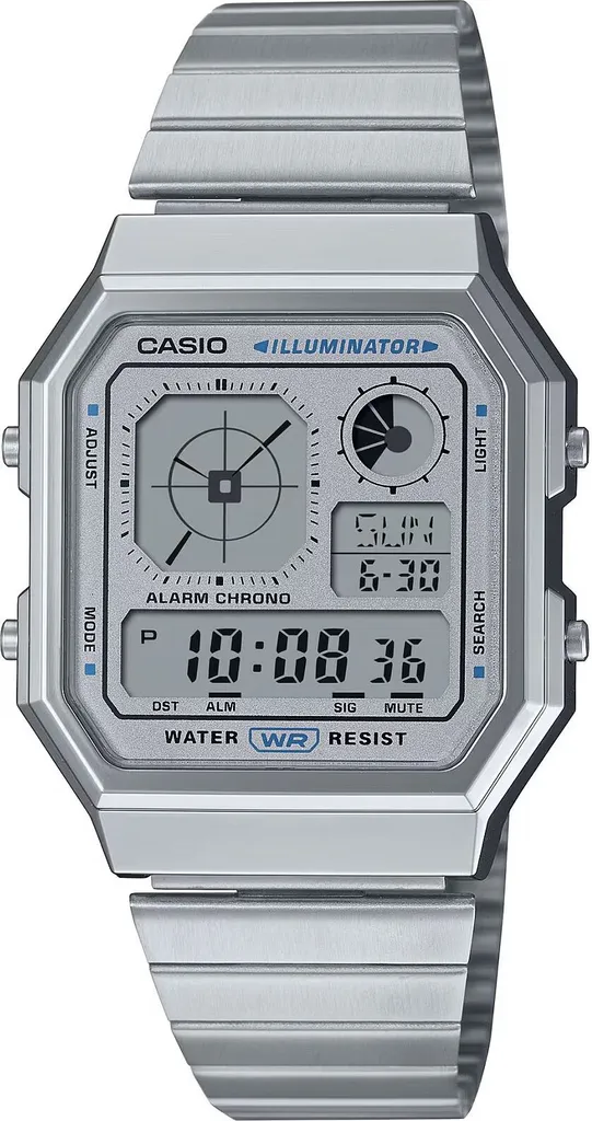 Montre Casio Vintage Argent Cadran Lumineux et Bracelet Réglable