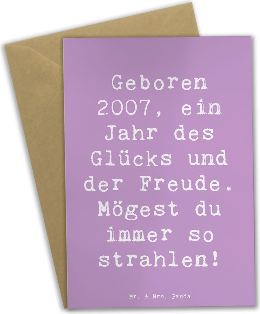 Mr. & Mrs. Panda Grußkarte Spruch 2007 Geburtstag - Lavendeltraum - Geschenk, osterkarte, Jahr der Freude, Alter, Jubiläum, Glückwunsch, ein des...