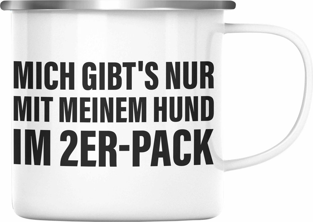 Trendation - Lustige Emaille Tasse für Hundeliebhaber Emaille Emaille Tasse mit Sprüchen für Frauen Kollegin Lustig (Silber)