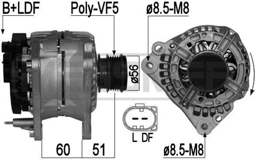 ERA 209043A - OE 038 903 025 A Lichtmaschine für Arosa (6H), Lupo (6E1, 6X1), Polo (6N)