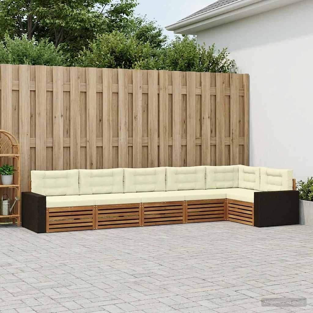 Möbel Outdoor-Sofagarnitur 6 pcs Natur und Creme 402 x 172,5 x 73 cmGartensofas - Gartensofas c1303