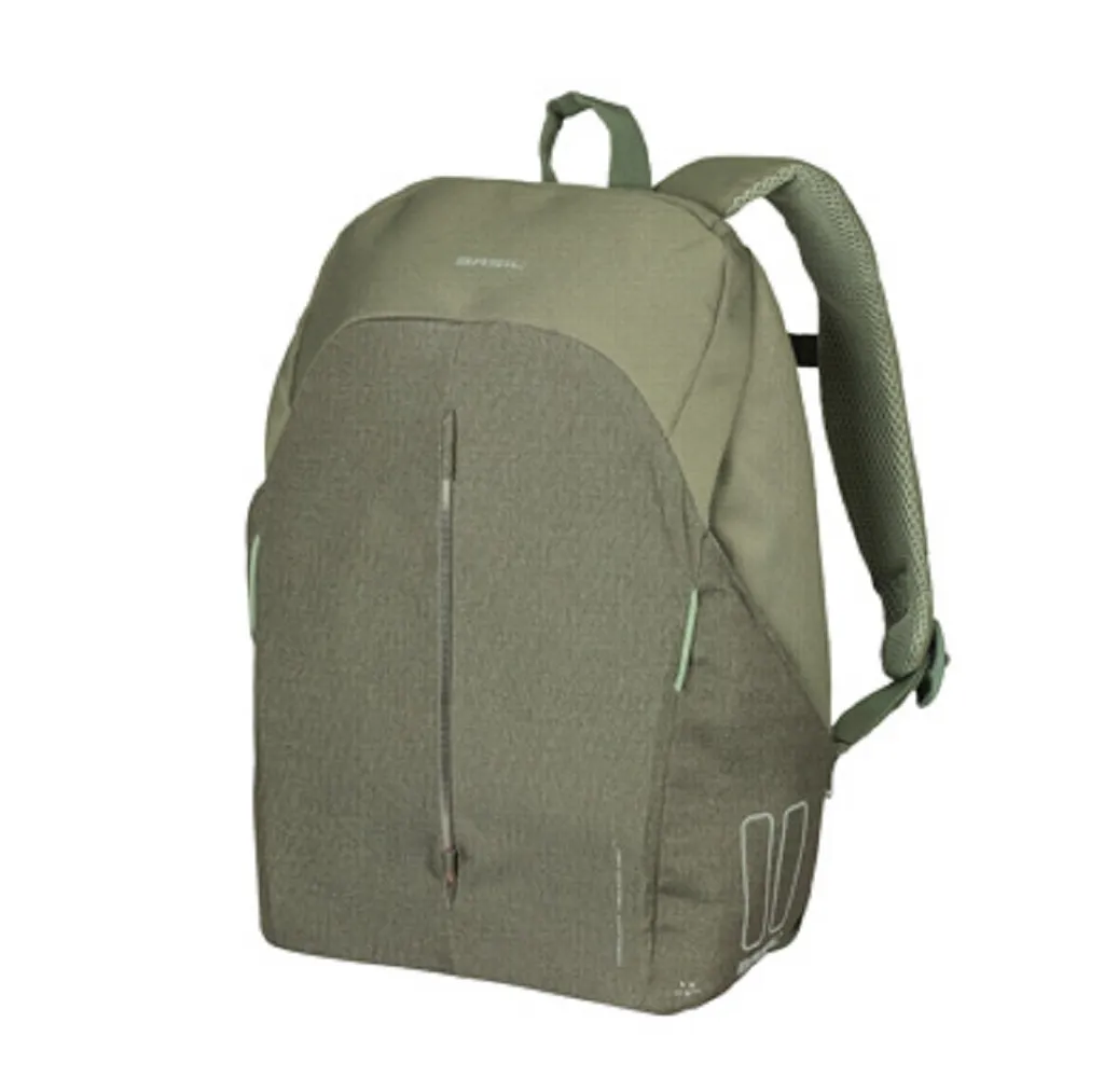 Sac à dos vélo Basil B-Safe 13L vert olive déperlant avec sonnette