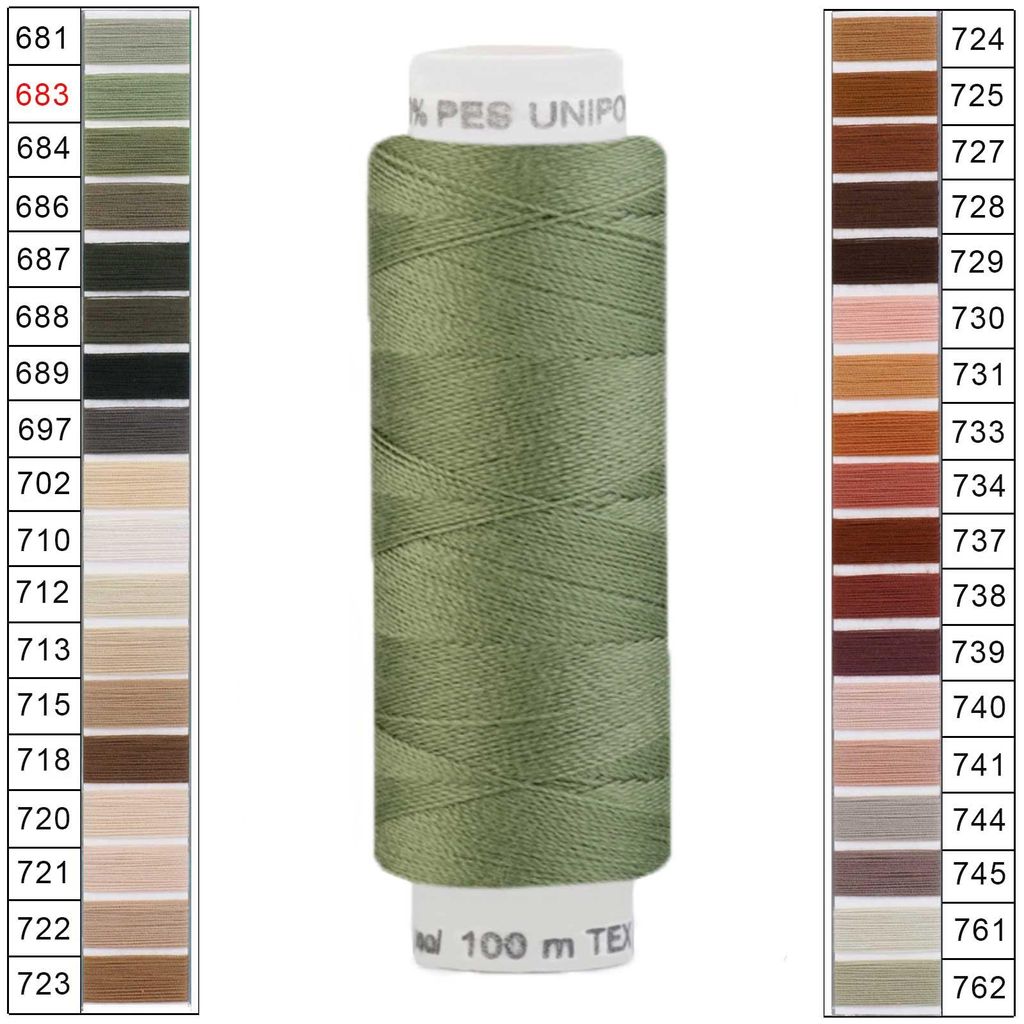 100m / 1 Spule Unipoly 120 TEX14x2 Polyester olivgrau