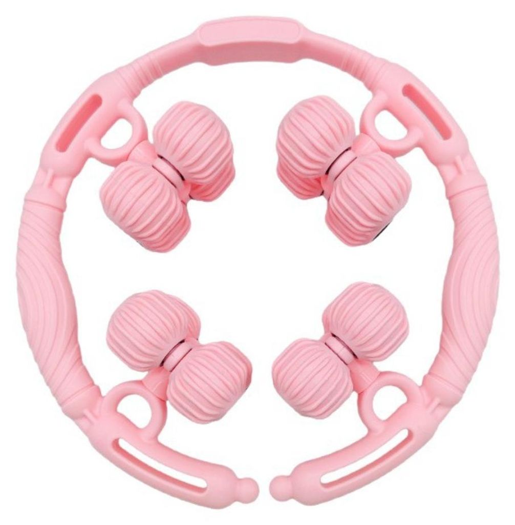 INF 16-Rad doppellagiger 360 Grad Beinmassage-Roller PP+TPR 23x22x7.5cm Rosa
