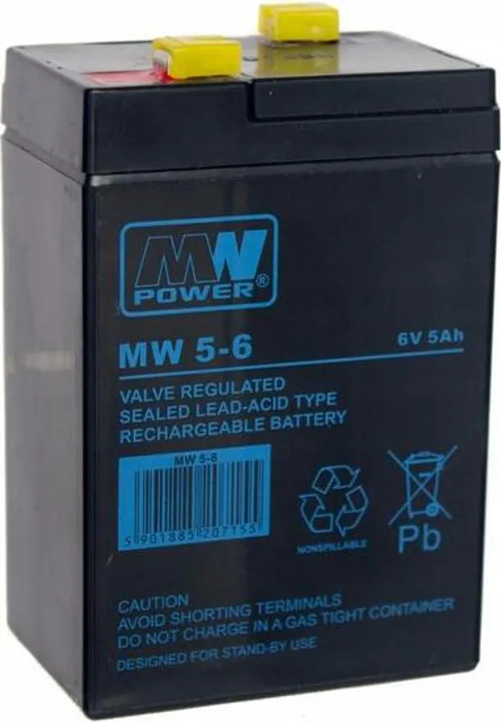 Batterie 6V 5Ah MW 5-6 pour Alarme Maison et Éclairage de Sécurité Bloc