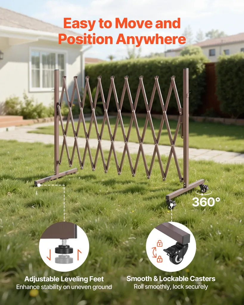 SucceBuy Barrière Extensible à Ciseaux 3,07m avec Roulettes Mobiles - 4