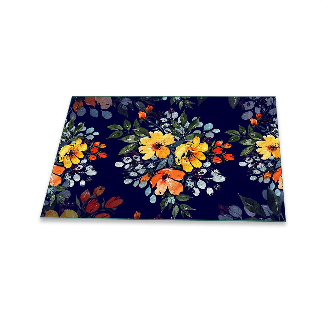 Herdabdeckplatte Glaskeramik 1 Teilig 80x52 Blumen Gelb Abdeckung Glas Spritzschutz