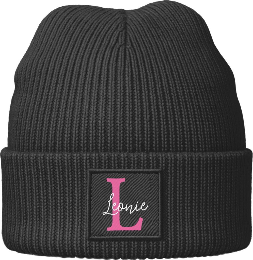Kinder Beanie Mädchen personalisiert Monongramm Buchstabe Wunschname Wintermütze Strickmütze SpecialMe