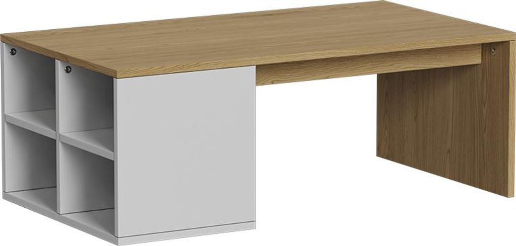 Couchtisch Vicco Kivo Weiß 90 x 50 cm mit offenen 4 Fächern, Model 56374
