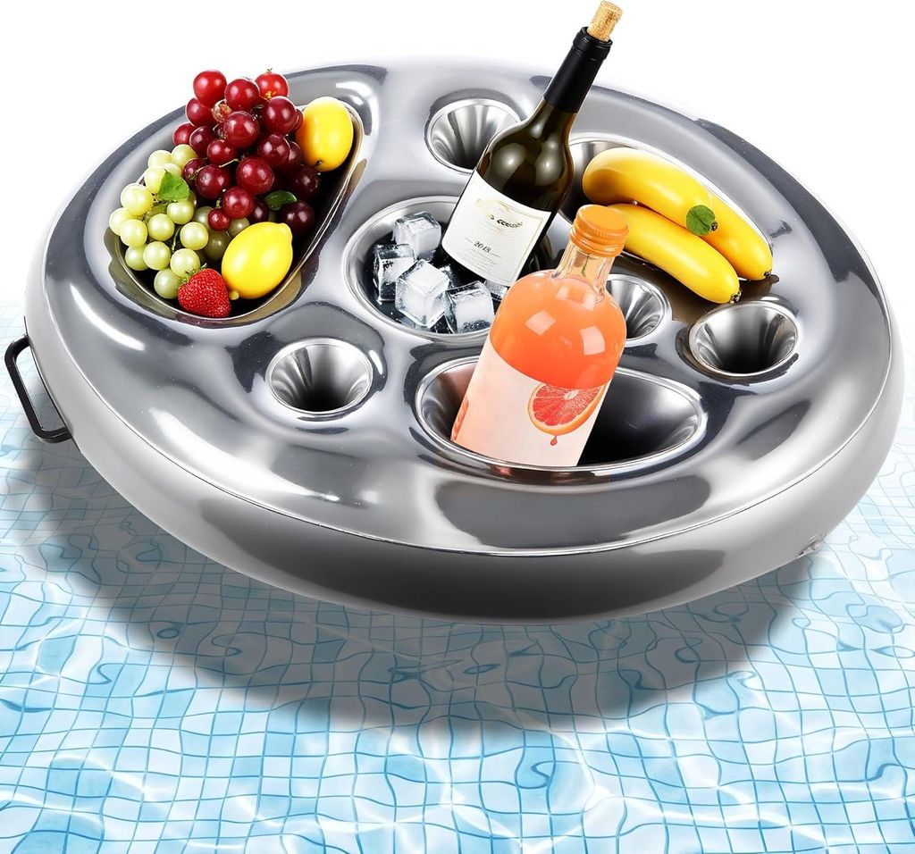 Poolbar Aufblasbarer Getränkehalter 2in1-Getränke und Snackhalter Schwimmender Bierhalter aus PVC für Sommer Pool Partys Wasserpark Strand Motto...