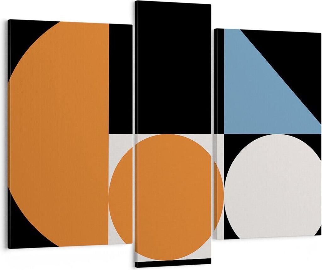 Bild auf Leinwand - Leinwandbild - 3 Teile - Stück Geometrisch Räder - 95x80cm - Wand Bild - Wanddeko - Wandbilder - Leinwanddruck - Bilder - Wan...
