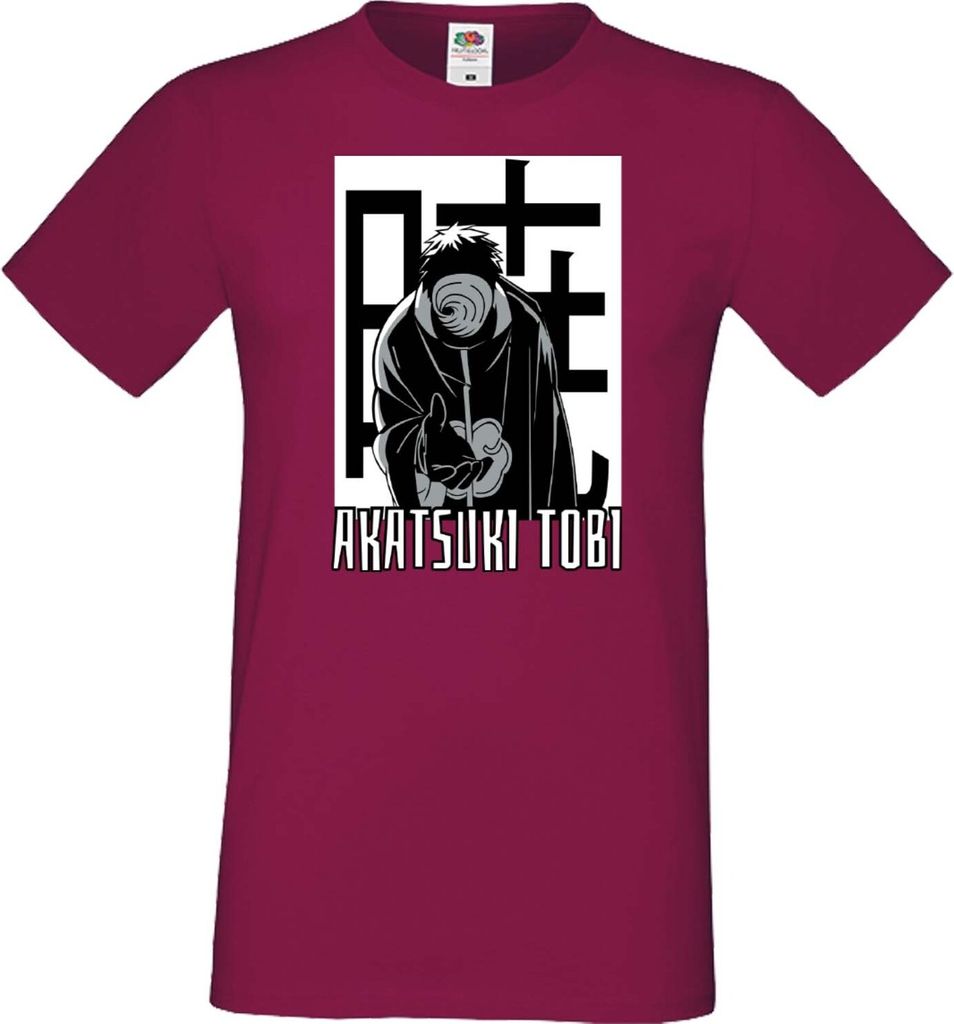 Herren T-Shirt Japan Manga Animation Comics Naruto Akatsuki Tobi Var-029, Man L / Burgundy