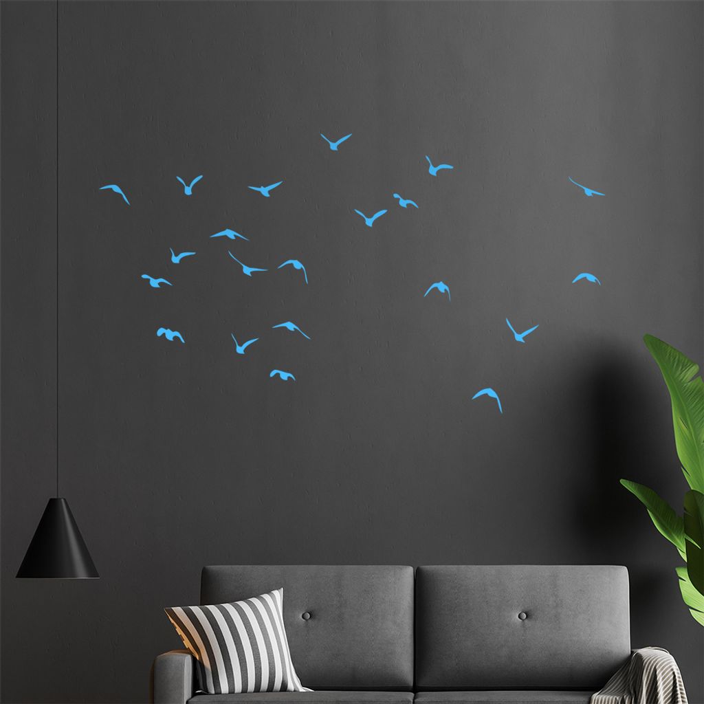Vogelschwarm Wandtattoo in 6 Größen - Wandaufkleber Wall Sticker - Dekoration, Küche, Wohnzimmer, Schlafzimmer, Badezimmer